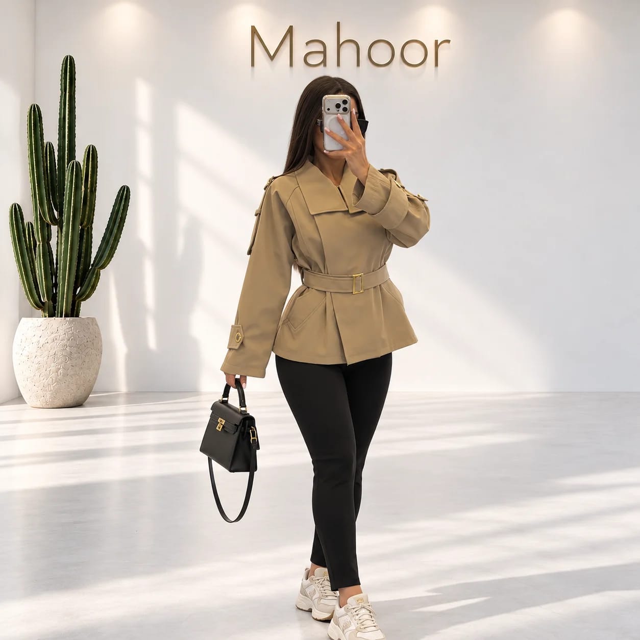 بارانی زنانه یقه ایستاده جنس سانتانا